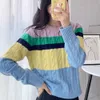 Ralphs Designer Sweater Laurens Qualité originale Automne/Hiver Nouveau Pull tricoté à manches longues à rayures multicolores Bloc de couleur Pull en laine torsadée grossière