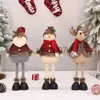 Decorazioni natalizie Flauto natalizio in tessuto scozzese rosso vecchio pupazzo di neve statua di alce decorazione bambola Decorazioni natalizie x1020