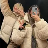 Mulheres jaquetas jaqueta de lã de inverno feminino falso shearling outerwear casacos feminino camurça casaco de pele dos homens quente engrossado cordeiro puffer