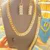 Ketting Oorbellen Set 24K Gold Plating Dubai Sieraden Bruids Bruiloft Glanzende Armband Feestaccessoires YY10176