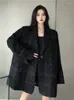 Ternos femininos insozkdg preto terno casaco outono 2023 americano retro design relaxado versátil casual streetwear oversize feminino blazer