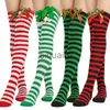 クリスマスの装飾女性のクリスマスソックスバタフライノット膝の縞模様の靴下socks cottonストッキングx1020