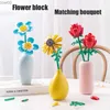 Blocks Flower Building Block Bouquet 3D Model Toy Home Decoration Plant Potted Rose Flower Blocks Assembly Brick Girl Toy Child Gift R231020