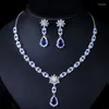 Halsbandörhängen Set Luxury Cubic Zirconia Flower Water Drop Women Party Wedding Crystal Choker Bridal Presents