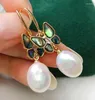 Dangle Earrings 10-11MM White Freshwater Pearl Pendant 18K Butterfly Hook VALENTINE'S DAY Diy Cultured Lucky Fashion Classic Jewelry