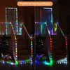 Decorações de Natal USB RGBIC LED String Lights WS2812B sk6812 RGB Bluetooth Música LED Luz Full Color Endereçável Individualmente 5V 231019