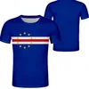 CAPE VERDE male youth t shirt custom made name number country t shirt nation flag cv portuguese college print po island cl2889