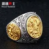 Soldado de aço dragão e phoenix anel inoxidável moda masculina chegada unqiue jóias cluster anéis233n