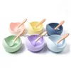 Koppar, rätter redskap baby Sile Bowl FeedingTableware Spoon Waterproof Suge Childrens Table Plate Putt Set Dishes Kitchenware Baby DHV5B