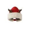 Kerstmuts mode voor kinderen en volwassenen cadeau~schattig hertenhoorn pluche wollen muts kinderen winter warm veelzijdig wit paar gebreide muts