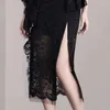 Casual Dresses Luxuriy Ladies Dress Temperament Ruffles Black Lace Pencil Women Sleeveless V-Neck High-end Slim Sexy With Belt