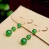 Boucles d'oreilles pendantes en Jade vert naturel, perles de pierres précieuses, à la mode, cadeau pour femmes, bricolage, clou d'oreille classique de noël, FOOL'S DAY