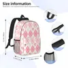 Backpack Preppy School Supplies Aesthetic Heart Argyle Checkered Backpacks Boys Girls Bookbag Bag Travel Rucksack Shoulder