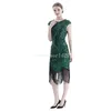 Vestidos casuales 1920s Vintage Flapper Great Gatsby Vestido de fiesta O-cuello Sin mangas Lentejuelas Estilo con cuentas Borla Vestidos Feminina