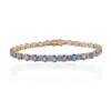 Handcrafted Natural Blue Sapphire With Diamond Tennis Bracelet K14 Fine Yellow Gold Gemstone Bracelet Luxury Jewelry For Women