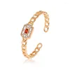 Bangle MxGxFam Vintage Red Zirconia Fashion Cuba Bangles For Women Jewelry Gold Plated 18 K Date Wear