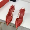 Luxury V Brand Sandals Women High Heels Wedding Shoes Pointed Toe Thin Heel 4cm 6cm 8cm 10cm Summer Real Leather Nude Black Matte Designer Pumps with Red Dust Bag 34-44