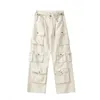Men's Pants Street White Multi-pocket Overalls Men's Harajuku Style Loose Casual Trousers Straight Mopping Pants Autumn 231019