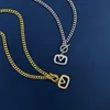 Women Charm Gold Necklace Simple Hollow Out Two Color Rectangle Letter Style Diamond Inlay Design Luxury Exquisite Designer Gorgeous Lady Jewelry Pendant