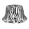 Basker djur hudtryck mönster unisex hink hatt anpassad sommar rese strand zebra textur ränder