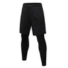 Men's Pants Mens Leggings With Shorts Compression Running Sports Long Pant GYM Tight Trouser