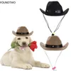 Abbigliamento per cani Cappello da cowboy per animali Copricapo divertente Cappellini per gatti regolabili Puntelli Cool Po Cappellino universale Accessori per feste cosplay