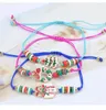 Strand 2pcs joias de Natal pulseiras com contas de árvore de Papai Noel trança de corda para mulheres presente infantil