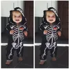 Rompers Baby Kids Halloween Clothing Skull Print Toddler Boys Girls Rompers Hooded Jumpsuit Bebe Skull Trick Clothes Zipper Outfits 231020