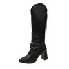 Boots White Women's Knee High 2023 Fashion Pointed Toe High Heel For Women Winter Warm Botas Largas de Mujer 231019