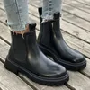 Stiefel Herbst Winter Chelsea Boot Plattform Schwarz Beige Knöchel für Frauen Pelz Kurz y Punk Gothic Schuhe 3540 231019