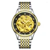 Orologi da polso Diagramma del cavallo Orologio sportivo meccanico in oro Orologi da uomo Top Montre Homme Orologio da uomo Scheletro automatico Reloj