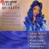 Syntetiska peruker Wignee Long Blue Wig Body Wave Natural Hair Middle Part Syntetiska S för kvinnor Svart vit hög temperatur Fiber Lolita 230227