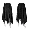 Юбки в стиле панк-рейв, женская стильная асимметричная полуюбка с сухой бабочкой, модная сетчатая потертая женская черная юбка