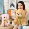 Mignon Posture Assise Petit Ours En Peluche Jouet Papillon Festival Ruban Hing Poupée Enfants Chiffon Coussin 25Cm Dhgry