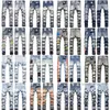 Designer Mens Jeans Moda Rasgado Bordado Pentagrama Patchwork para Homens Tendência Marca Motocicleta Calça Skinny