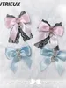 Hair Accessories Mine Mass-Produced Women Sweet Loving Heart Lace Rhinestone Pendant Bow Barrettes Side Clip A Pair Of Hairclips