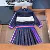 luxury designer Girls Dress suits autumn sets Size 110-160 CM 2pcs Colorful hot pressed diamond letter sweatshirt and pleated skirt Aug24