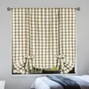 Curtain Country Farmhouse Plaid Checkered Window Tie Up Shade Light Shower