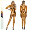 Cosplay filme super-herói trajes cosplay 3d impressão macacão ouro sier manga longa apertado bodysuit zentai fetiche outfit feminino terno muscular