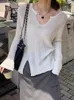 Women's Sweaters Autumn Slit Pullovers For Women Pure Chic Tender Sexy Female V-neck Korean Version Knit Design Stylish All-match Cozy