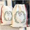 Dekoracje świąteczne DIY spersonalizowane sublimacja drukowanie drobne lniane torby prezentowe kieszeń dstring worka mikołaja