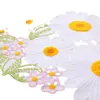 Table Runner Hand Embroidery White Daisy Flower Cotton Linen Wedding Party Dining Placemat Home Kitchen Decor 231020