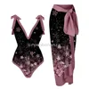 Dames Badmode Retro Print Stiksels Eendelig badpak Strandkleding 2023 V-hals Hoge taille Cover-up Frisse bloemenbikini