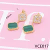 Luxury S925 Silver Earring for Women Girls Crystal Butterfly Pattern Four-leaf Clover Designer Earrings Wedding Party Jewelry Valentine's Day Gifts VCE2