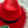 قبعة عيد الميلاد الحزبية مع أضواء LED Santa Cowboy وميض القبعات Cowboy Cowbo