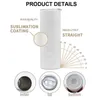 20oz Thermos Water Bottles Sublimation Blanks DIY Printing Lid Straw Big Capacity Stainless Tumblers Car Mugs Powder Coating Outdoor Drinking Cups