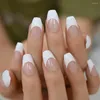 Falska naglar medelstora konstgjorda kista balett nagel tips vit salong diy fransk press på lim klistermärken