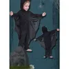 Cosplay Adulti Bambini Pipistrello Vampiro Costume Cosplay Tuta nera con cappuccio ad ali Catsuit Festa di carnevale di Halloween Vestito per spettacoli teatrali