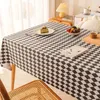 Table Cloth Plaid Cotton Linen White Grey Black Tablecloth Cover for Dinning Wedding Christmas Home Decorative 231019