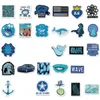 61 PCS Blue Series Cartoon Creative Graffiti Stickers PVC Scooter Waterproof Personality Decoration
